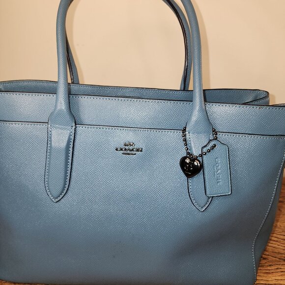 Coach Large Blue Bailey Carryall Shoulder Tote Bag EUC - Picture 16 of 16